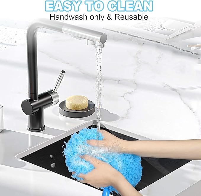 Eunice 13-49.7 Inches Ceiling Fan Duster with Extension Pole, Adjustable and Removable Cleaner Blade for High Ceiling, Fan Cleaner for Window Door Furniture (Blue)