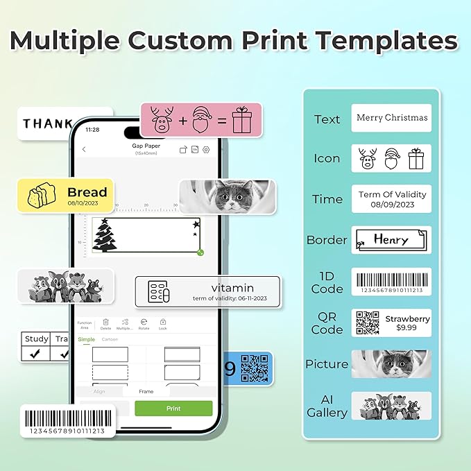 Nelko Label Maker Machine with Tape, P21 Bluetooth Label Printer, Wireless Mini Label Makers with Multiple Templates for Organizing Office Home, Green