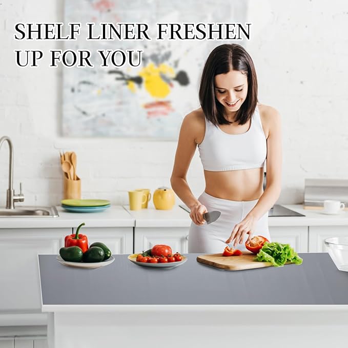 Beautysaid Shelf and Drawer Liner for Kitchen Cabinet, Non Adhesive Non Slip Shelf Paper Waterproof Washable Thickened for Dresser Pantry Shelve Bathroom Protector Liner(Gray,18 in x 10 FT)