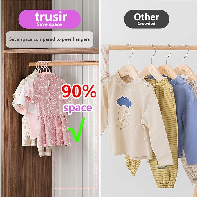 Baby Hangers for Closet 50 Pack Pink Plastic Kids Children's Clothes Hangers Non-Slip (Pink, 50)