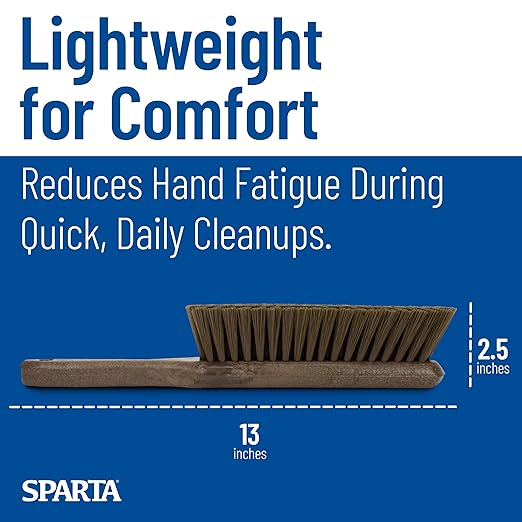 SPARTA Handheld Soft Counter Brush 8 Inch Bristle Span, Multi-Use Dust Brush with 5 Inch Handle for Tables, Countertops, and Delicate Surfaces, Polyester, Brown