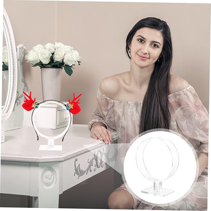 2pcs Round Shape Acrylic Headband Display Stand Hair Accessories Organizer for Girls Hairband Holder Rack Hairbands Organized Visible