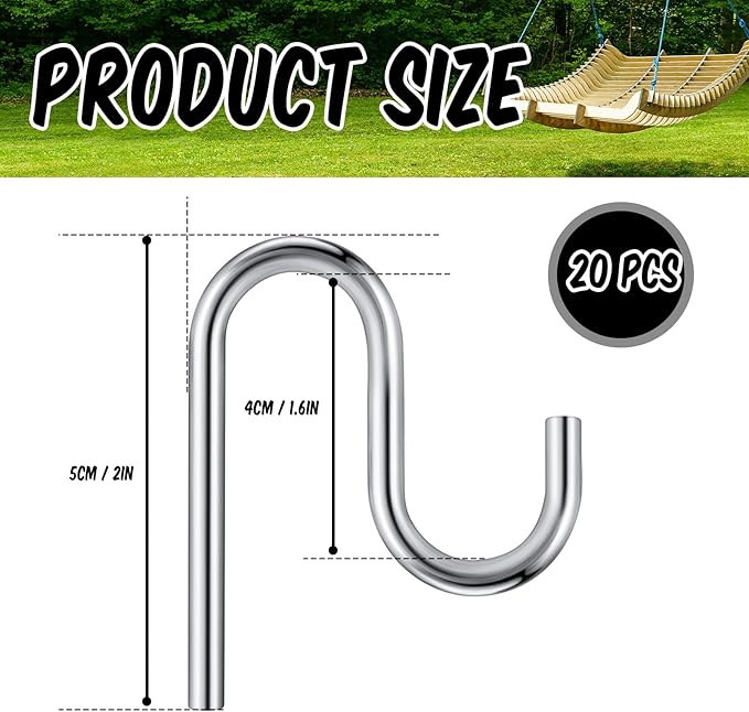 Blulu 20 Pcs 2'' Long Shed Hooks Shed Accessories Without Drilling Hole for Hanging Heavy Duty Individual Utility Hooks Universal Wall Mounted J Utility Hangers for Tools Shovels Rakes (Silver)