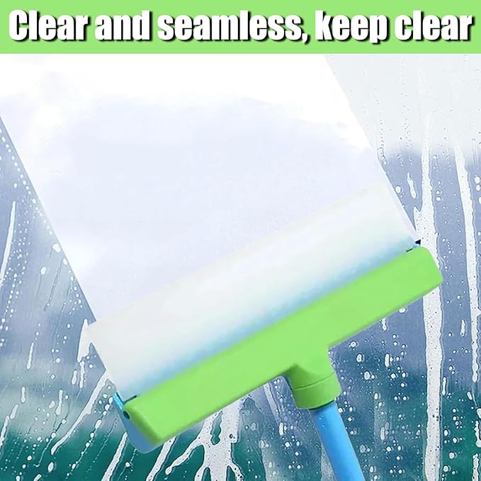 Recyclable Silicone Window Squeegee Kit - 3-in-1 Window Washer,Squeegee and 3 Microfiber Cloths, Ergonomic Handle & Streak-Free Blade for Windows, Mirrors, Shower Doors, Glass (Green)