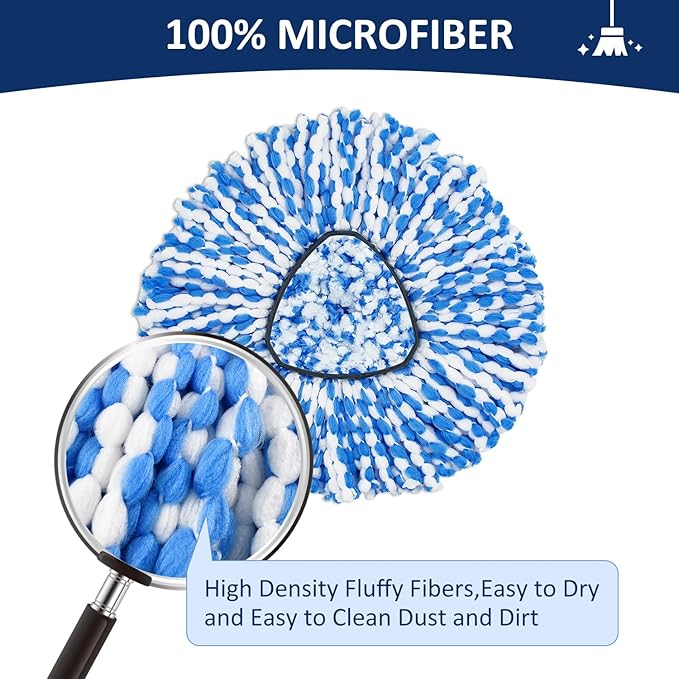 6 Pack Spin Mop Replace Head 𝐎𝐍𝐋𝐘 for O-cedar RinseClean 2 Tank Spin Mop,Mop Head Refill Replacement For O-cedar RinseClean 2 Tank System - Easy to Replace,100% Microfiber, All Floor Surface Clean