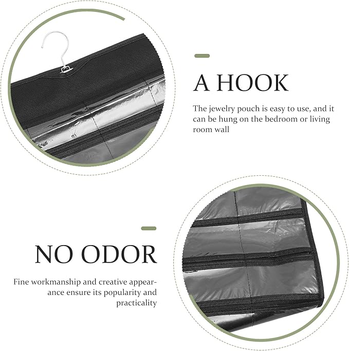 Hanging Jewelry Organizer Bag 80 Pockets Double-sided Jewelry Storage Holder for Necklaces Earrings Black Dustproof Wall and Door Accessory Organizer for Home Closet