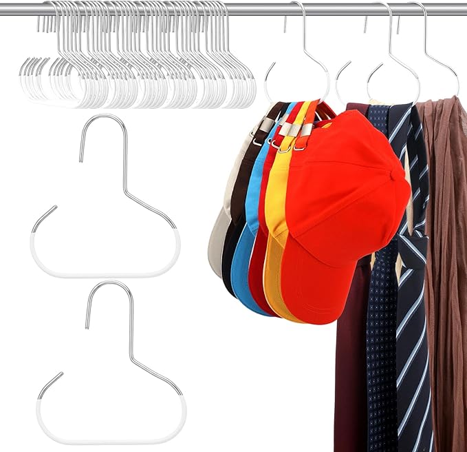 Zonon 12 Pcs Scarf Hangers Metal Belt Hat Ring Hanger with Grip Coating, Scarf Organizer Storage Holders for Ties Scarves Belts Tank Tops Hat Hooks (White)