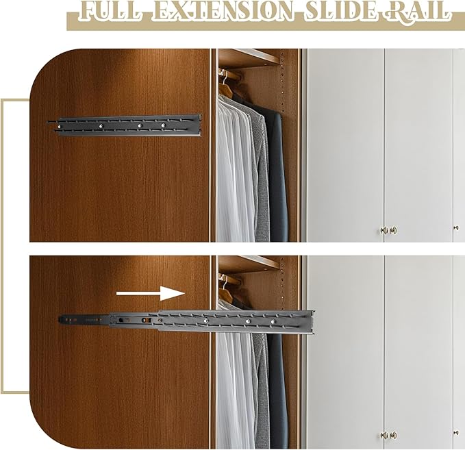 Blulu 2 Pcs 13.8'' Sliding Tie Rack Hangers for Closet, 25(Total 50) Tie Pull Out Wall Mounted Extending Sturdy Metal Belt Organizer Holder for Men Belt Storage, Black