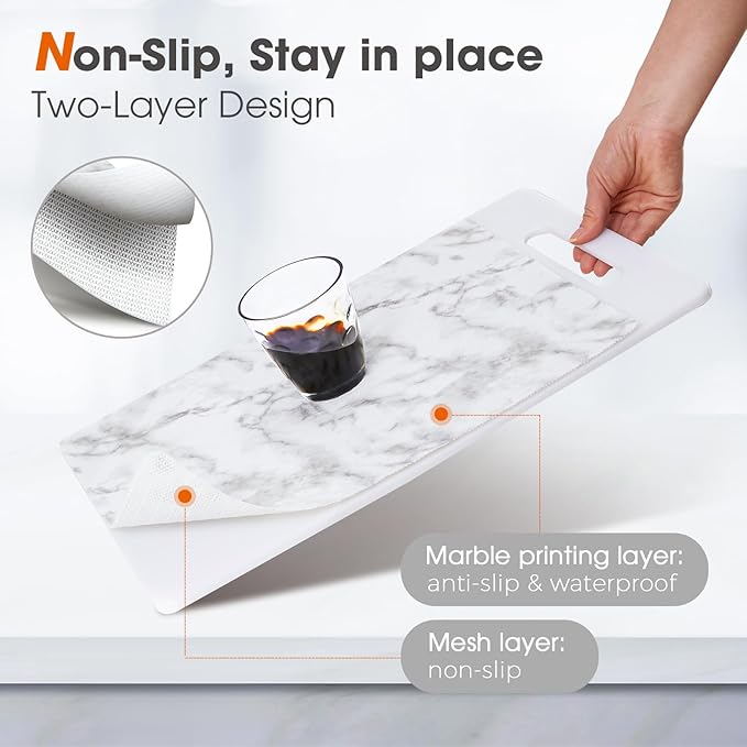 Beautysaid Shelf and Drawer Liner for Kitchen Cabinet, Non Adhesive Non Slip Shelf Paper Waterproof Washable Thickened for Dresser Pantry Shelve Bathroom Protector Liner(Marble,18 in x 30 FT)
