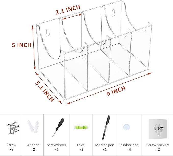 4 Compartments Acrylic Belt Organizer, Clear Belt Storage Organizer for Closet, Wall Mount Belt Holder