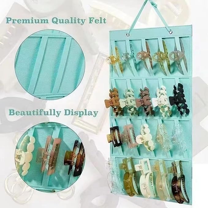Hanging Claw Clip Organizer for Women Large Capacity Hair Bows Holder Hair Accessories Storage for Sunglasses, Hair Clips, Jewelry, Headbands, Claw Clips Organizer