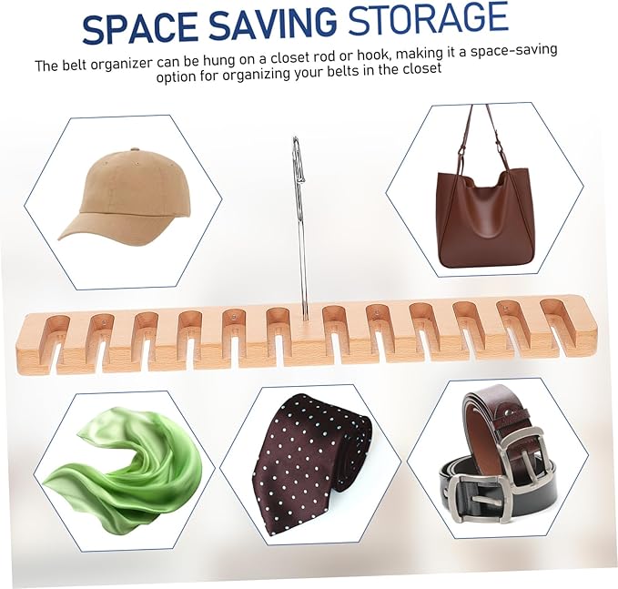 OUNONA Belt Hanging Rack Space Saving Belt Organizer Slots Closet Accessory Organizer