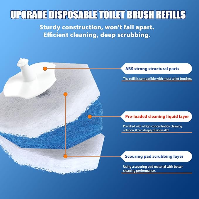 Disposable Toilet Brush and Holder Set, Toilet Bowl Wand Starter kit-1 Toilet Brush Wand, 1 Storage Caddy&70 Pre-Filled Cleaning Refills for deep Cleaning Toilet, Mess-Free Bathroom Cleaning Tool.