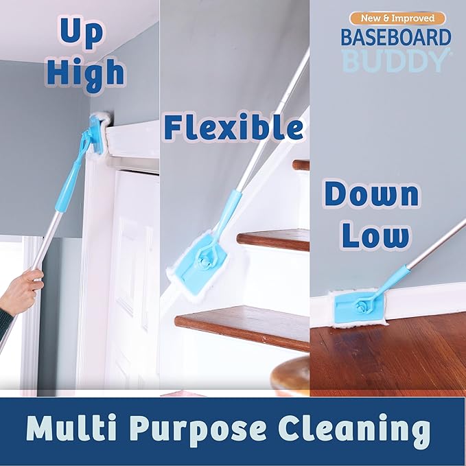 Baseboard Buddy 20-Pack Replacement Pads | Reusable Cleaning Pads for Wet & Dry Use | Trap Dust, Dirt & Pet Hair | Mop Pad Refills for Baseboards, Trim, Molding & More