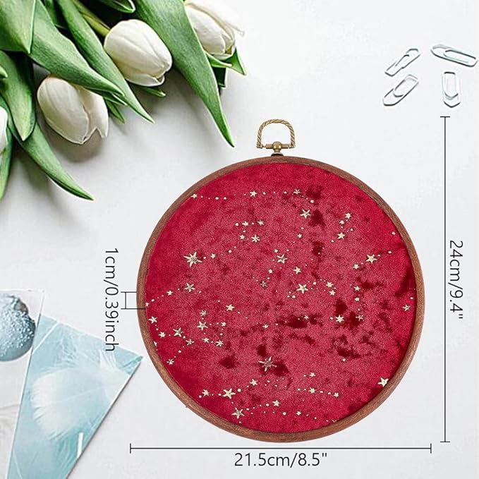 Wall Hanging Brooch Round Pin Board Enamel Pin Display Holder Jewelry Badge Display Collection Board Brooch Round Pin Display Stand for Stud Earring Collectibles Display Wall Decor Red