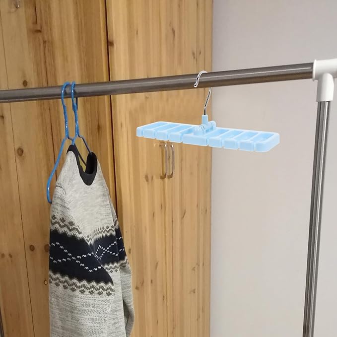 Luxshiny Multipurpose Belt and Tie Hanger Rack, Small Sky-Blue Scarf Organizer for Closet Storage, Space-Saving Belt Display and Wardrobe Accessory Organizer