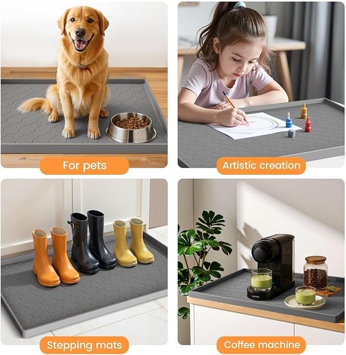Jin&Bao Waterproof Under Sink Mat 31" x 22", Thick Silicone Mat Cabinet Protector for Kitchen and Bathroom, Shelf Liner, Home Organizer and Storage, Multipurpose Tray for Gadgets and Essentials