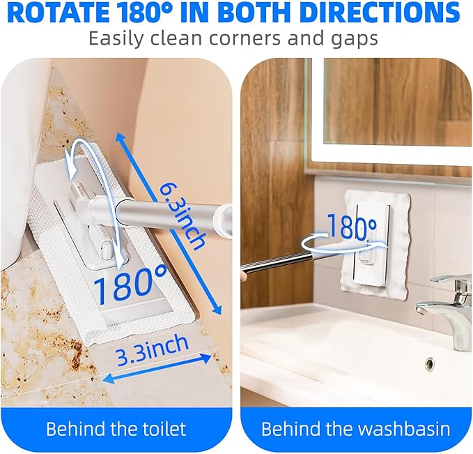 2026 New Mini Disposable Dust Mop with 20 Dry Wet Disposable Pads No-Touch Dirty Cleaning Dust Mop , Multi Surface Floor Mopping and Sweeping for House Wall Bathroom Corners