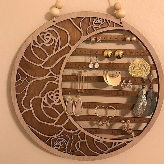 Wood Earring Wall Holder Organizer,9.8 Inch Jewelry Organizer Wall Mounted,Hanging Jewelry Organizer Earring Organizer Holder for Jewelry Earring Stud Display,A1