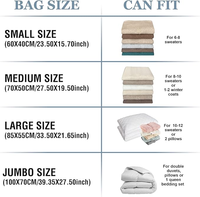 10 Large Vacuum Storage Bags, Large Vacuum Seal Bags for Clothing, Compression Space Saver for Travel Lugggage, Blankets, Comforters