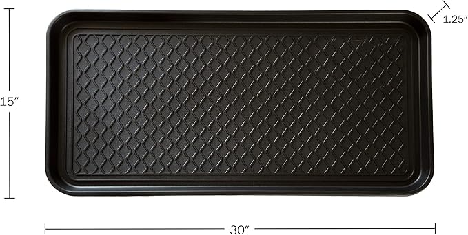 Stalwart 75-ST6012 All Weather Boot Tray-Water Resistant Plastic Utility Shoe Mat for Indoor and Outdoor Use in All Seasons (Black), Large