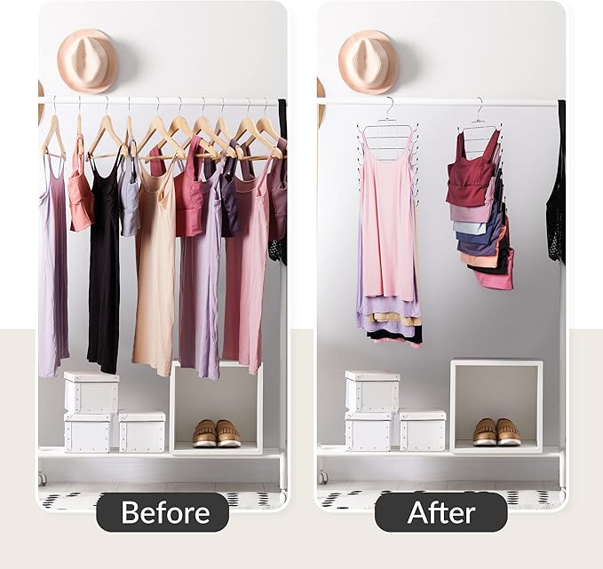 ZEDODIER Tank Top Hanger Space Saving, Bra Hangers for Closet Organizer, Hanging Bra Organizer Tank Tops Holder with 8 Hooks, Metal Closet Organizers and Storage Small Space Solutions, Silver