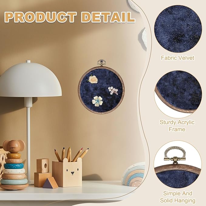 uxcell Round Pin Display Board, Velvet Wall Hanging Brooch Jewelry Display Stand Storage Holder for Enamel Pins Badges Brooches Jewelry, Navy Blue