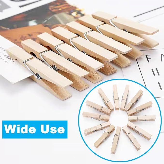 SenseYo 200 Pcs 2.9 Inch Wooden Clothespins Clips for Hanging Clothes, Craft, Home