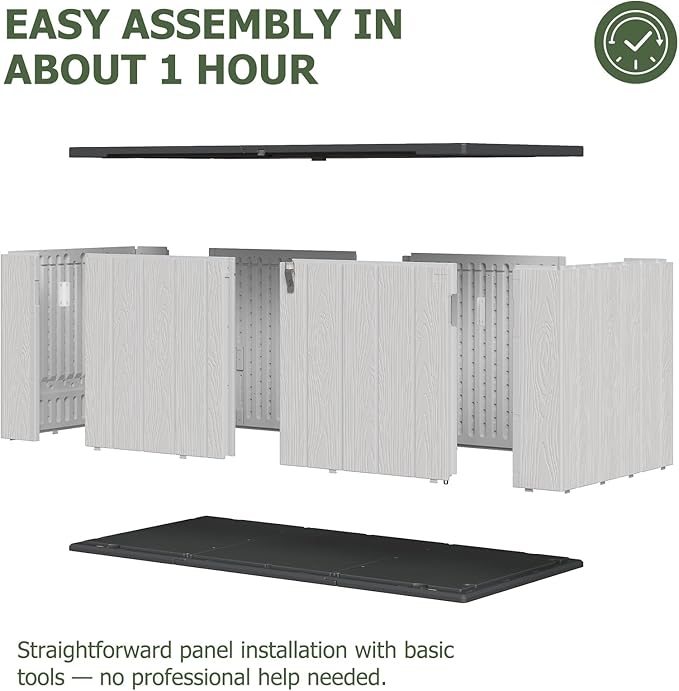 Aoxun 157 Gallon Outdoor Deck Box, Large Resin Storage Box with Lid, Waterproof & UV-Resistant Patio Storage for Cushions, Garden Tools, and Pool Accessories (White)