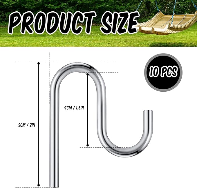 Blulu 10 Pcs 2'' Long Shed Hooks Shed Accessories Without Drilling Hole for Hanging Heavy Duty Individual Utility Hooks Universal Wall Mounted J Utility Hangers for Tools Shovels Rakes (Silver)