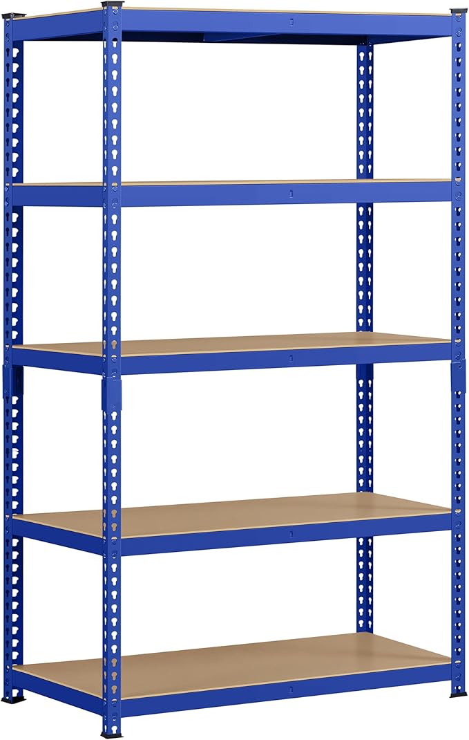 Topeakmart 5-Tier Utility Shelves, Metal Storage Shelves Garage Shelving Unit Adjustable Garage Storage Shelves Storage Racks Heavy Duty Shed Shelving- Blue, 35.5 x 17.5 x 72 Inch