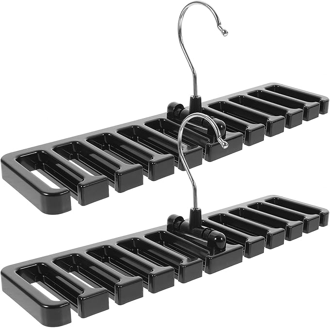 Uonlytech 2pcs Belt Organizer for Closet Multi-Function Scarf Rack and Tie Hanger Black Space-Saving Accessory Organizer for Home Wardrobe