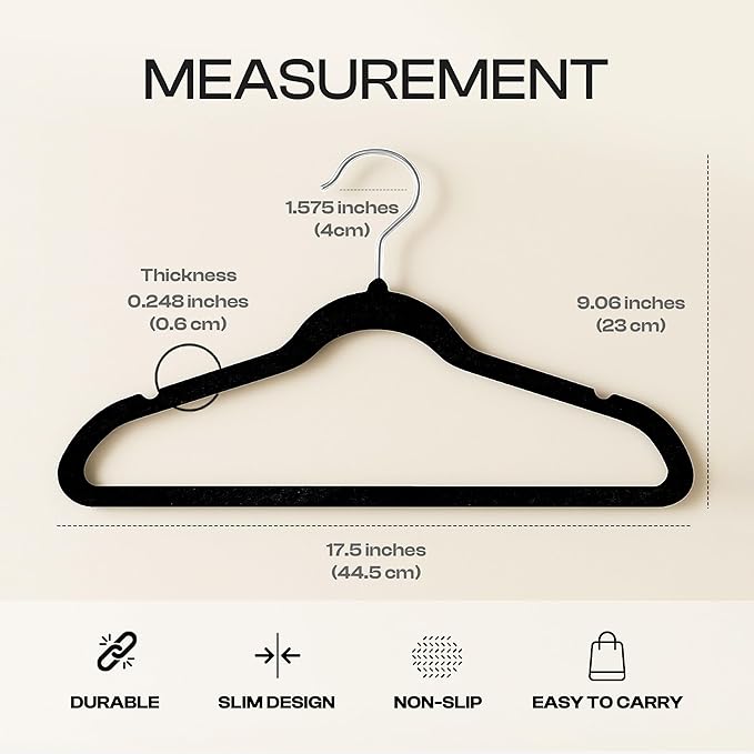 Utopia Home Velvet Hangers 30 Pack - Non-Slip Suit Hangers with 360 Degree Rotatable Hook - for Pants, Coats, Shirts & More (Black)