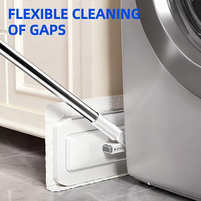 2026 New Snap Grip Mini Mop with 5 Reusable Cloths for Dry Wet Disposable Pads, Zero-Touch Automatic Gripping Multi Surface Quick Cleanups for Alternative to Swiffer Sweeper
