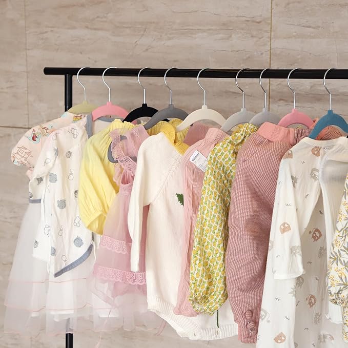 GoodtoU Kids Velvet Hangers Baby Hangers Black Infant Hanger for Closet Non Slip Children Hanger