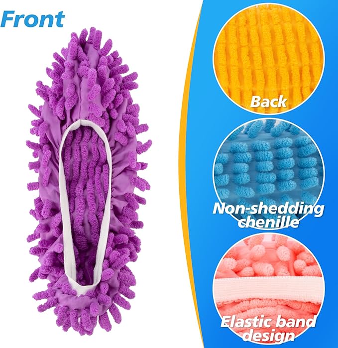 MAQIHAN 10 Mop Slippers for Floor Cleaning - Size 8 Mop Socks Women Mopping Cleaning Socks Mopping Slippers Dusting Slippers Mop Shoes Washable Microfiber Moppers Slippers for House Cleaning (5 Pairs)