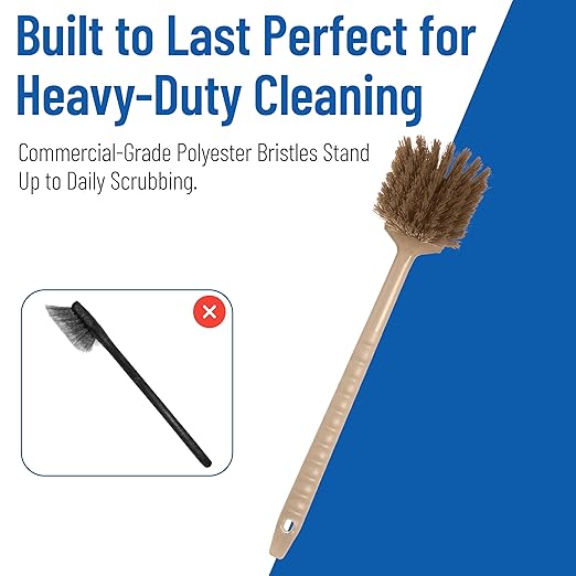 SPARTA 40501EC25 Plastic Large Scrub Brush, Kitchen Brush, Utility Brush With Long Handle For Cleaning, 20 Inches, Tan, (Pack of 6)