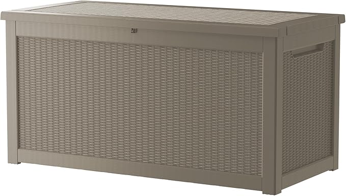 Outdoor Storage Box Waterproof, 320 Gallon Lockable Resin Deck Box Large, Patio Storage Bin for Pool Accessories Cushion Furniture, Garden Tools, UV-Resistant Outside Delivery Grey