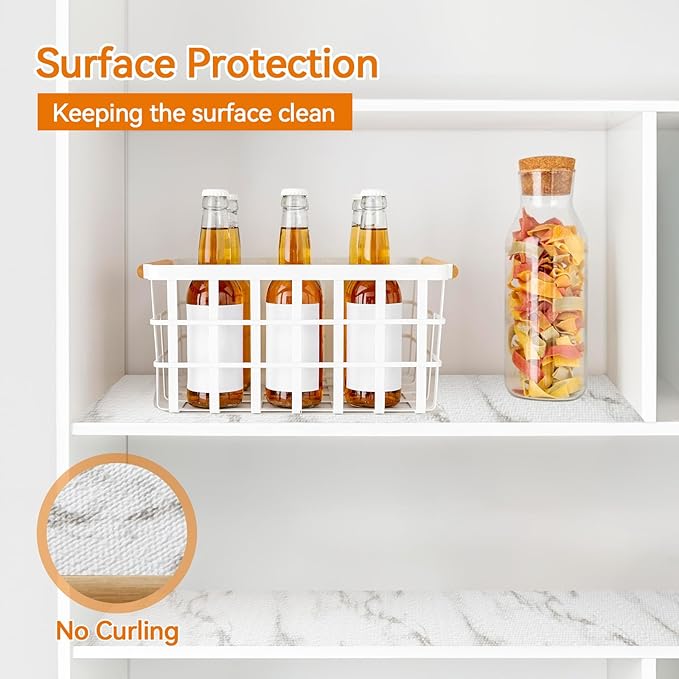 Shelf and Drawer Liner for Kitchen Cabinets Non-Adhesive, Strong Grip Non-Slip Thickened Cabinet Liners for Shelves, Waterproof Mats for Dresser Cupboard, Marble, 12 in x 30 Feet