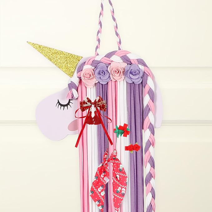 Unicorn Hairbow Holder and Hairclip Hanger - Hair Clips Headband Organizer Wall Hanging Decor