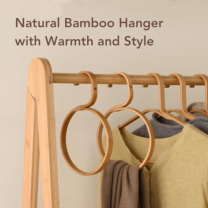 GUDEE CAKON Bamboo Circle Hanger Scarf Rack, Stylish and Durable Organizer for Scarves and Accessories (Natural)
