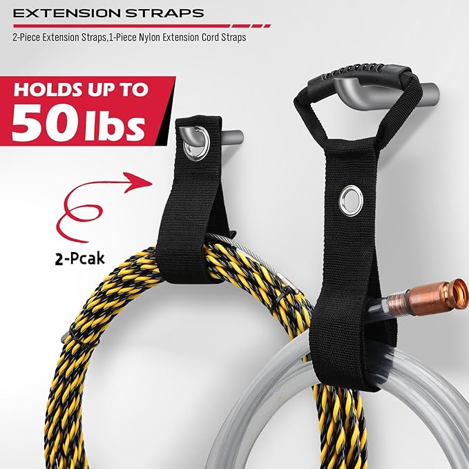 SEDY 64" Heavy Duty Garage Storage Tool Organizer Wall Mount - Tool Rack with Adjustable Hooks, Anti-Rust, 300lbs Capacity - Easy Installation (10 Hooks, 4 Rails, 3 Straps)