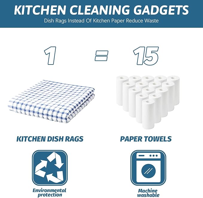 Nialnant 12 Pack Kitchen Dish Cloths,100% Cotton Kitchen Towels Soft Absorbent Quick Drying Dish Rags for Kitchen,Washing Dishes,Cleaning rags-11 x 11In