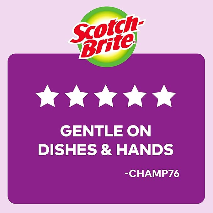 Scotch-Brite Gentle Clean Delicate Scrub Sponges, for Washing Dishes and Cleaning Kitchen, 3 Scrub Sponges (Pack of 2)