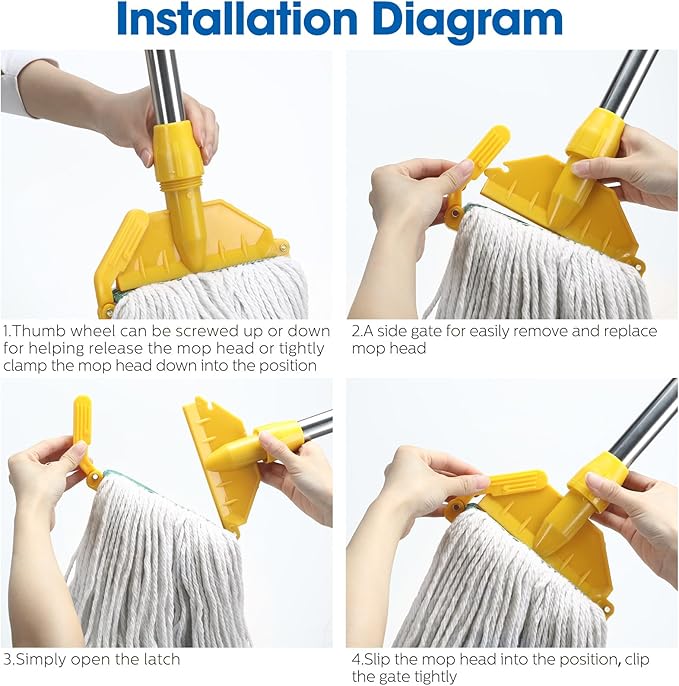 Eccliy 10 Pack Mop Heads Replacement Cotton String Mop Heads Heavy Loop Commercial Refills Replacement Bulk Heavy Duty Wet Refills for Home Industrial Commercial Floor Cleaning