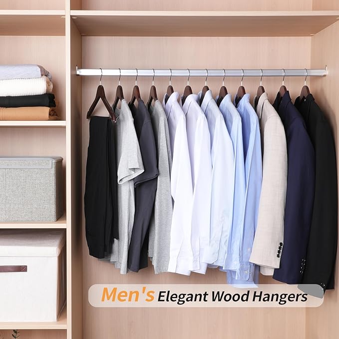 Amazon Basics Wood Suit Clothes Hangers for Closet Organizer, Cherry, 30-Pack