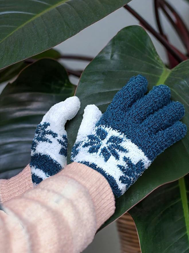 Patelai 3 Pairs Microfiber Plant Dusting Gloves Leaf Cleaning Gloves for Indoor Plants, Blinds, Furniture, House(Gray, Dark Blue, Khaki, White,Small)