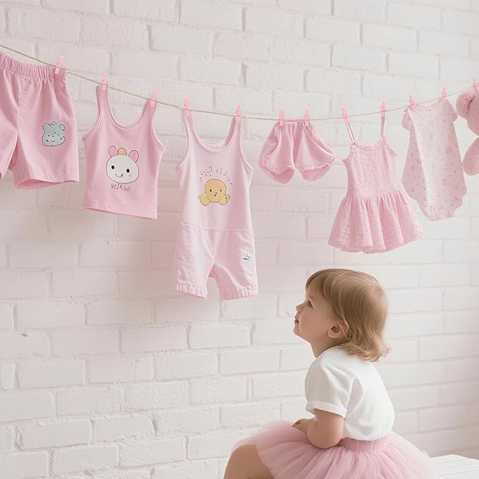 200PCS Pink Plastic Clothes Pins for Girl/Boy Baby Don't say Baby Shower Games, DIY Crafts, Photos 1.35 Inch Small Mini Pins, Tiny Clips for Laundry & Picture Displays Gender Reveal Party Decorations