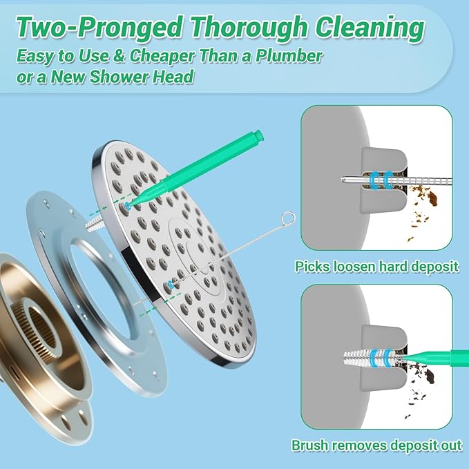 51-in-1 Shower Head Cleaner Kit & Straw Cleaning Brushes Set - Unclog Nozzles, Holes, Stanley Cups, Sippy Bottles, Printers, Faucets - 35 Brushes, 10 Steel Picks, 5 Straw Brushes (3 Colors)
