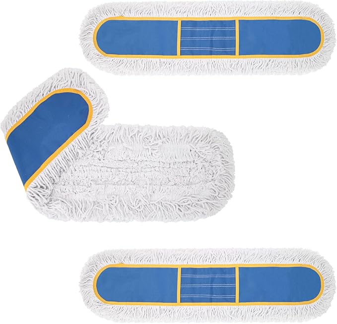 KeFanta 24" Commercial Dust Mop Replacement Heads,3 Pack Reusable Industrial Dust Mop Pads, Washable Cotton Dust Mop Refill for Floor Cleaning & Janitorial Supplies,Only Fits:B0D7MKSZ8N,B0FHHPTZHQ